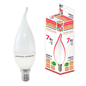 Лампа светодиодная TDM WFC37-7 Вт-230 В 3000 К E14 Народная - Светильники - Лампы - Магазин стабилизаторов напряжения Ток-Про